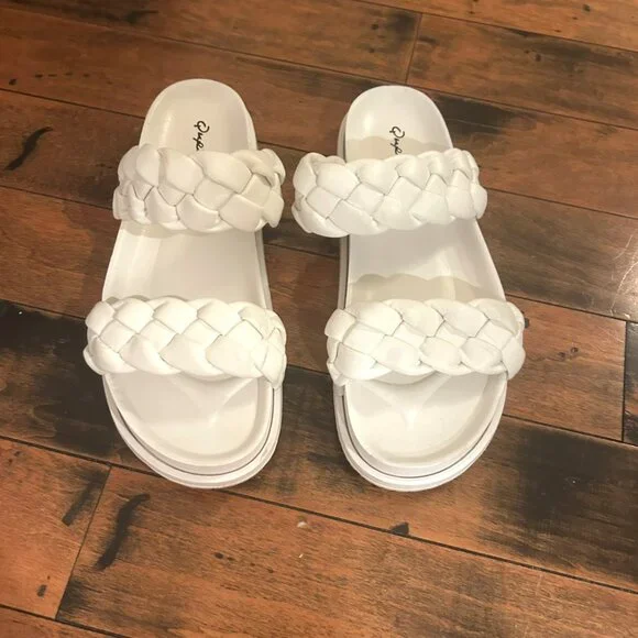 Lulu’s Eloise White Braided Slide Sandals – Size 8 - Picture 4 of 4